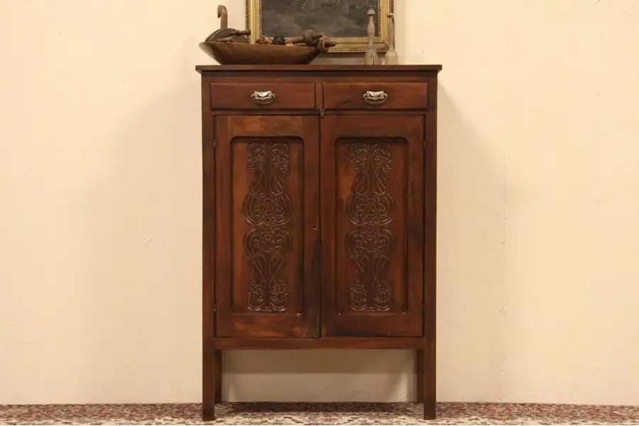 Photo of Press Carved Country Jelly Cupboard