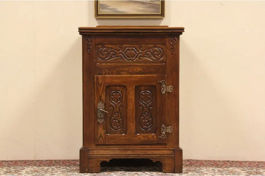 Photo of Oak 1900 Antique Ice Box - Great for Wine Storage