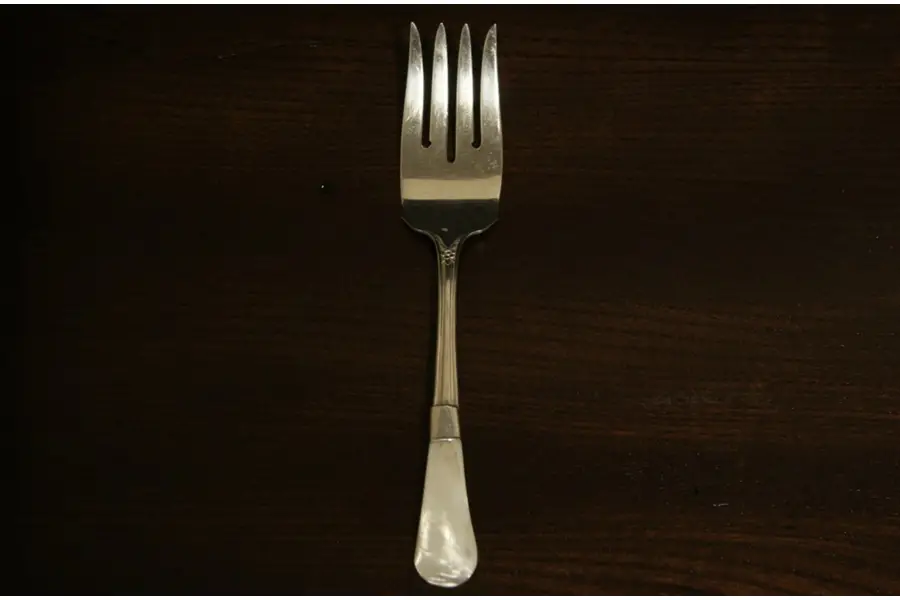 Photo of Mother of Pearl Silverware Antique Meat Serving Fork