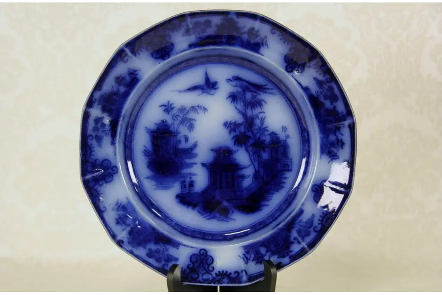 Photo of Flow Blue 1880 Antique Chusan Plate, Ementson