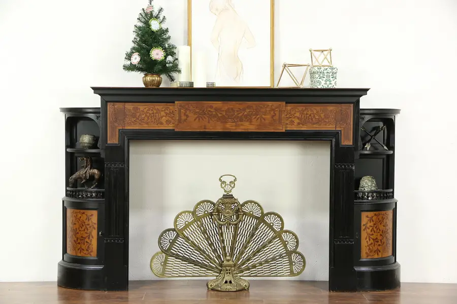 Photo of Victorian Antique Architectural Salvage Ebonized Cherry Fireplace Mantel