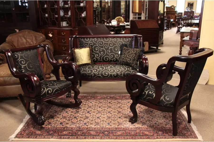Photo of Empire 1900 Parlor Set- Settee, Rocker, Armchair