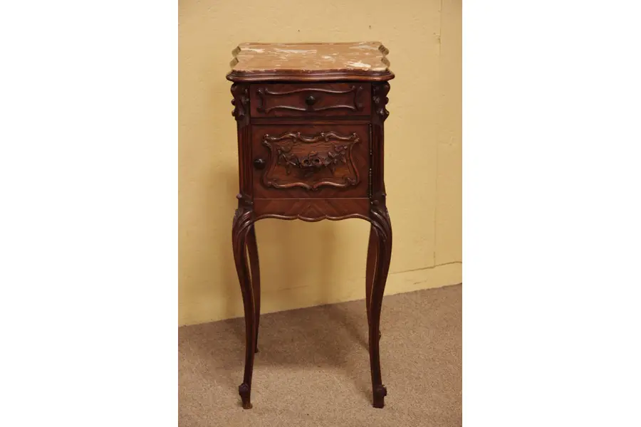 Photo of French Carved Rosewood Bedside or End Table, 1895