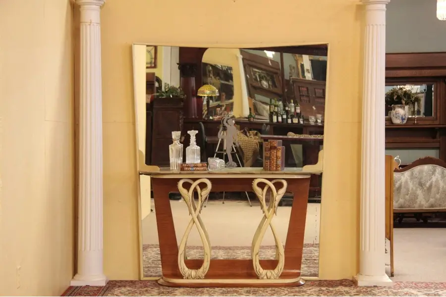 Photo of Art Deco Mid Century Modern Hall Mirror Console