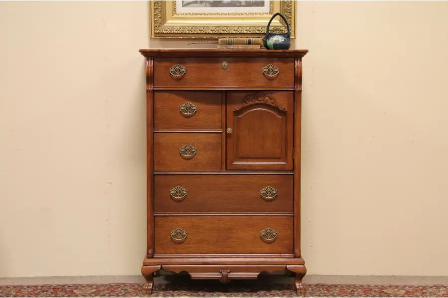 Photo of Lexington Victorian Oak Tall Chest or Dresser