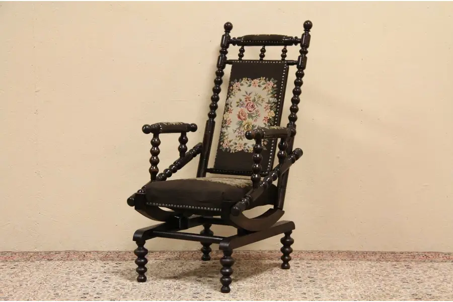 Photo of Victorian Platform Stationary Rocker, Needlepoint