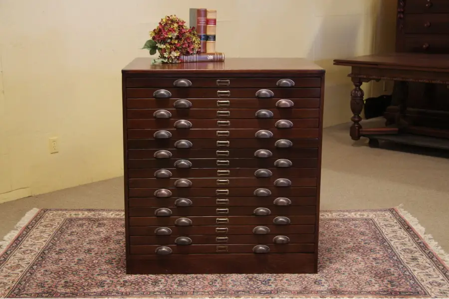 Photo of Map Chest or Antique Print Cabinet, 18 Drawers