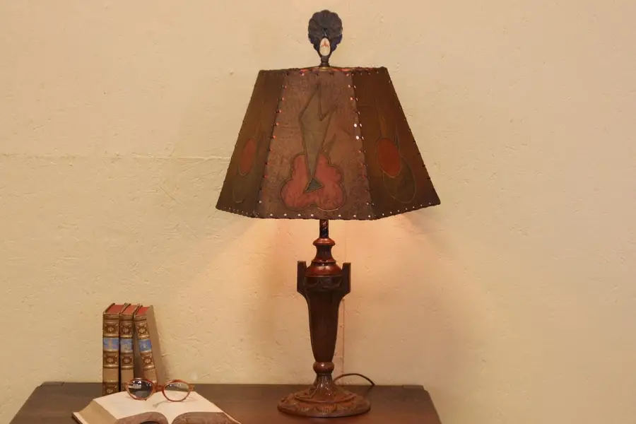 Photo of Art Deco Table Lamp, Original Parchment Shade