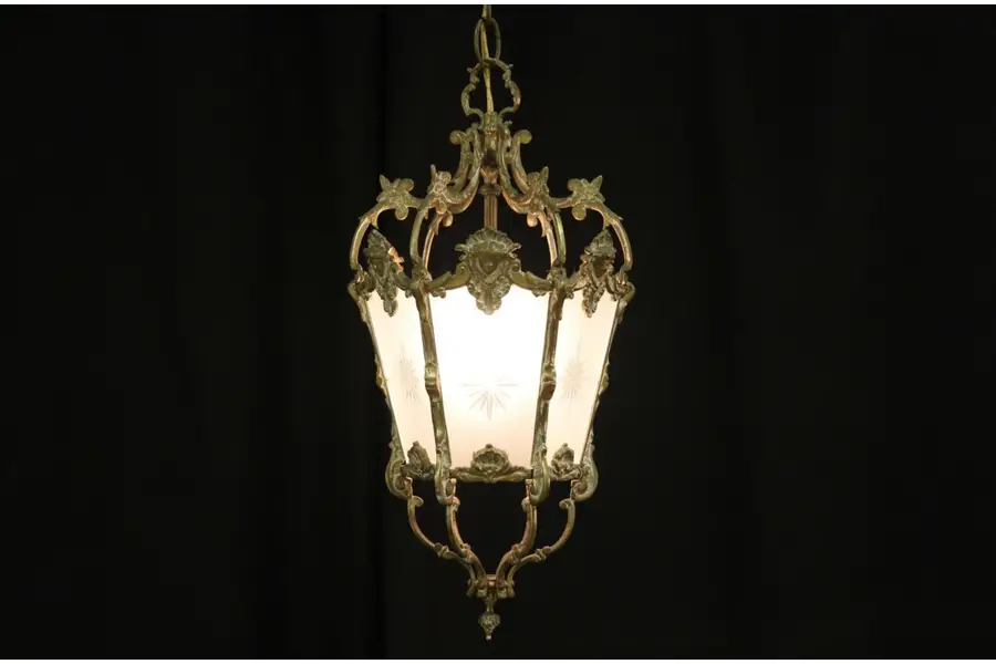 Photo of Brass Hall Lantern Vintage Light Fixture
