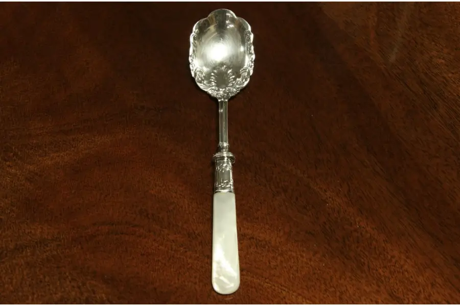Photo of Pearl Handle Shell Silver Serving Shell Spoon