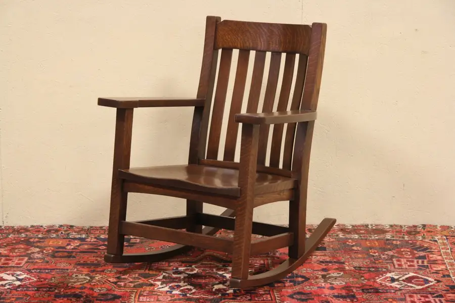 Photo of Arts & Crafts Mission Oak 1900 Antique Rocking Chair