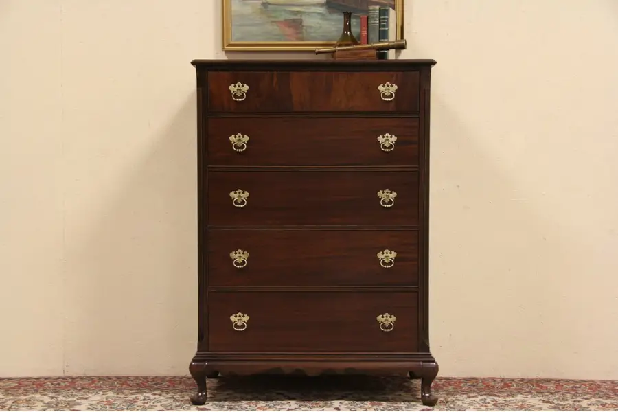 Photo of Berkey & Gay 1925 Antique Mahogany Tall Chest or Highboy
