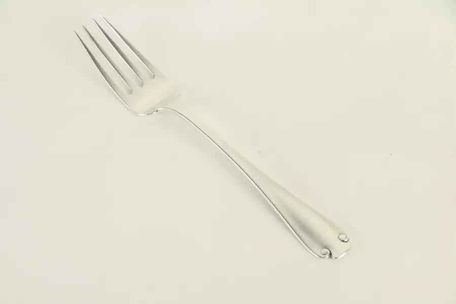 Photo of Tiffany Signed Flemish Pattern Antique Sterling Silver Serving Meat Fork