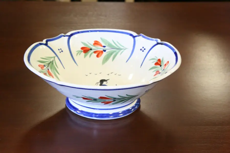 Photo of 9 3/4" Quimper HB Hand Painted Bowl, France