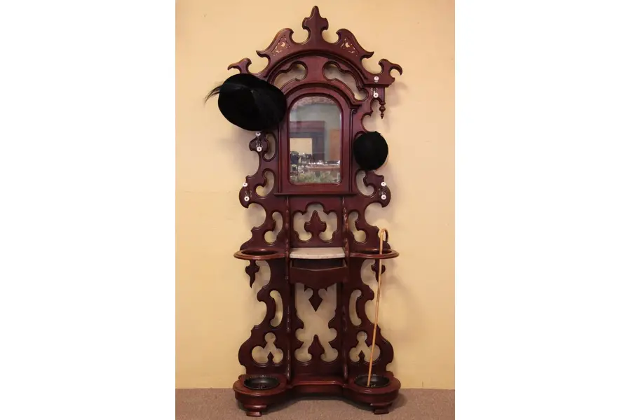 Photo of Victorian Antique Hall Stand, Mirror & Marble