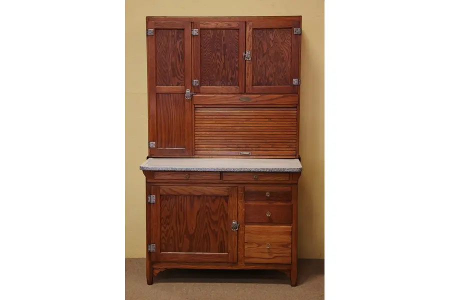 Photo of Hoosier 1915 Oak Kitchen Cupboard with Rolltop
