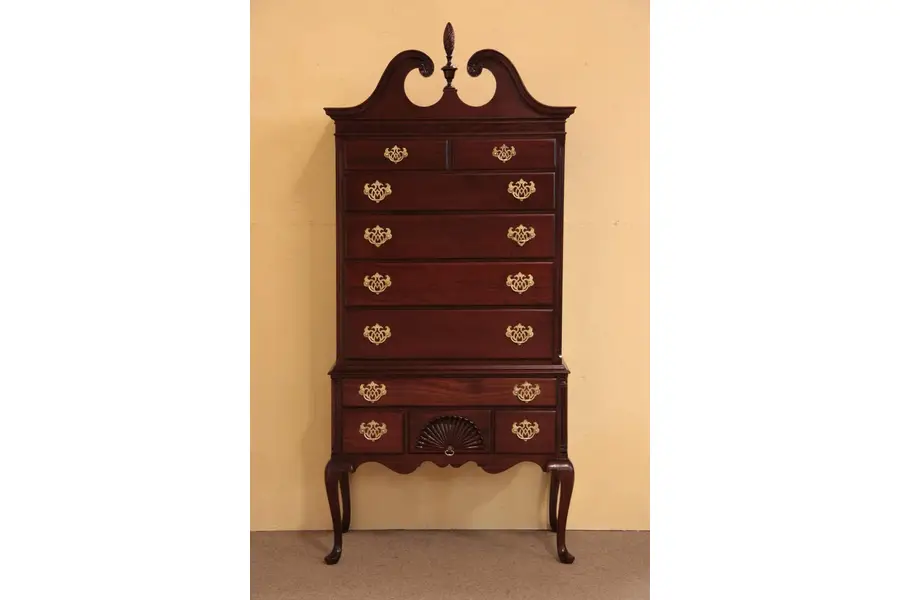 Photo of Georgian Kling Mahogany Tall Chest on Chest Dresser