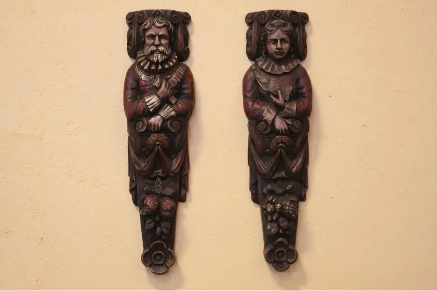 Photo of Pair of Renaissance Replica Carved Figures