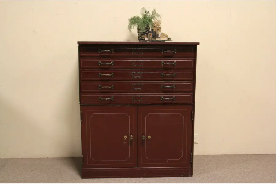 Photo of Steel 1900 Antique File Cabinet 5 Drawer Module