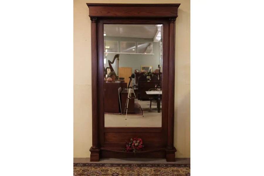 Photo of Classical 1895 Oak Pier or Hall Mirror, Columns