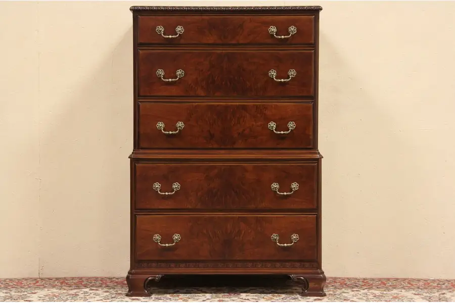 Photo of Georgian 1940's Vintage Tall Chest on Chest, Highboy