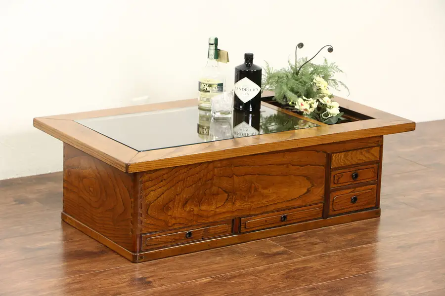 Photo of Japanese Antique 1900 Hibachi Brazier, Copper Lined, Fitted as Coffee Table