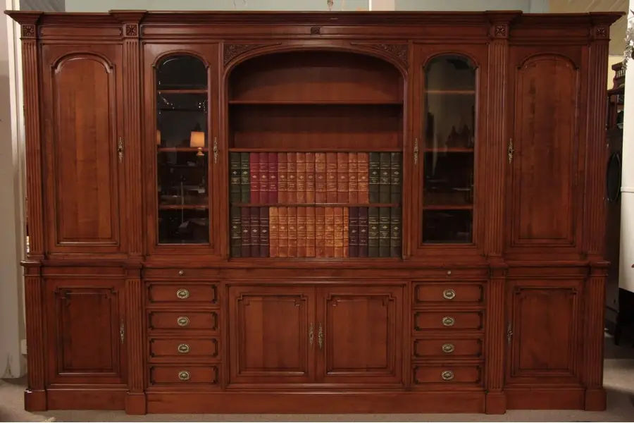 Photo of Library 11' Cherry Bookcase and Entertainment Center