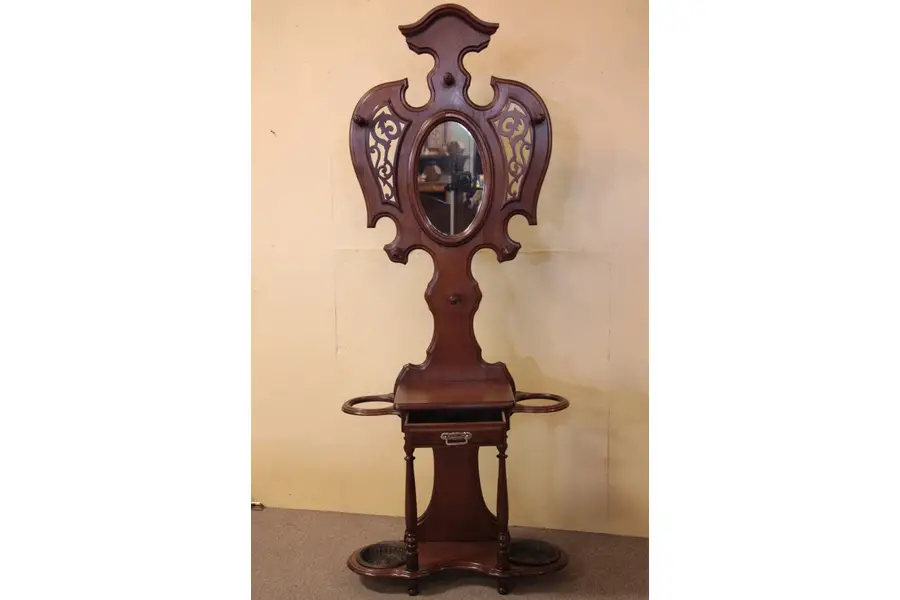 Photo of Victorian Antique 1880 Hall Stand, Umbrella Holders