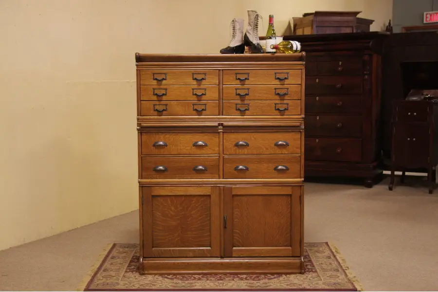 Photo of Stacking Oak Antique File Cabinet circa 1900