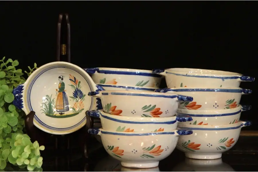 Photo of Quimper Set of 12 Hand Painted Porringers
