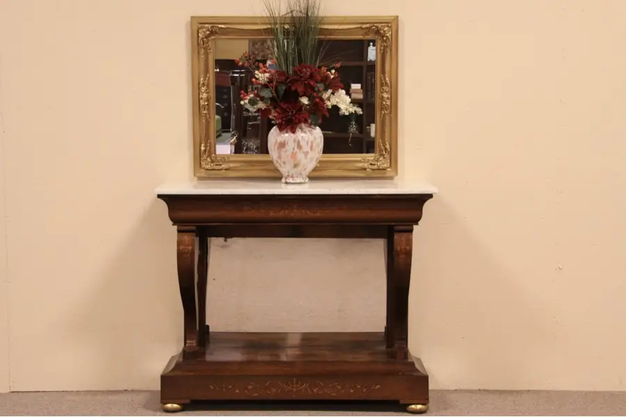 Photo of Console, Pier or Petticoat Table, Mirror & Marble