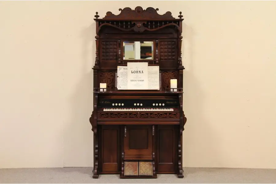 Photo of Victorian Eastlake White Chicago Organ