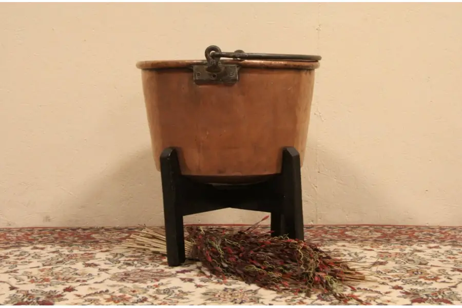 Photo of Copper Antique Apple Butter Kettle & Stand