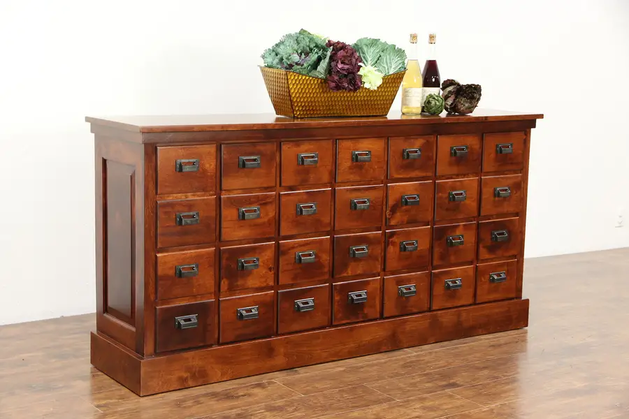 Photo of Drug Store Antique 1910 Counter, 28 Drawer File Cabinet