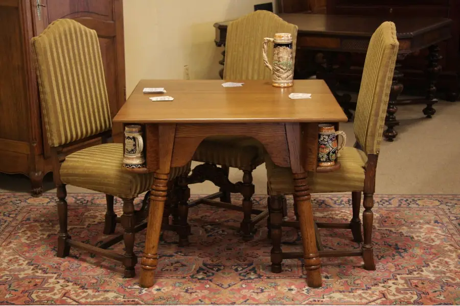 Photo of Victorian Oak Pub or Tavern Game Table, Mug Shelves