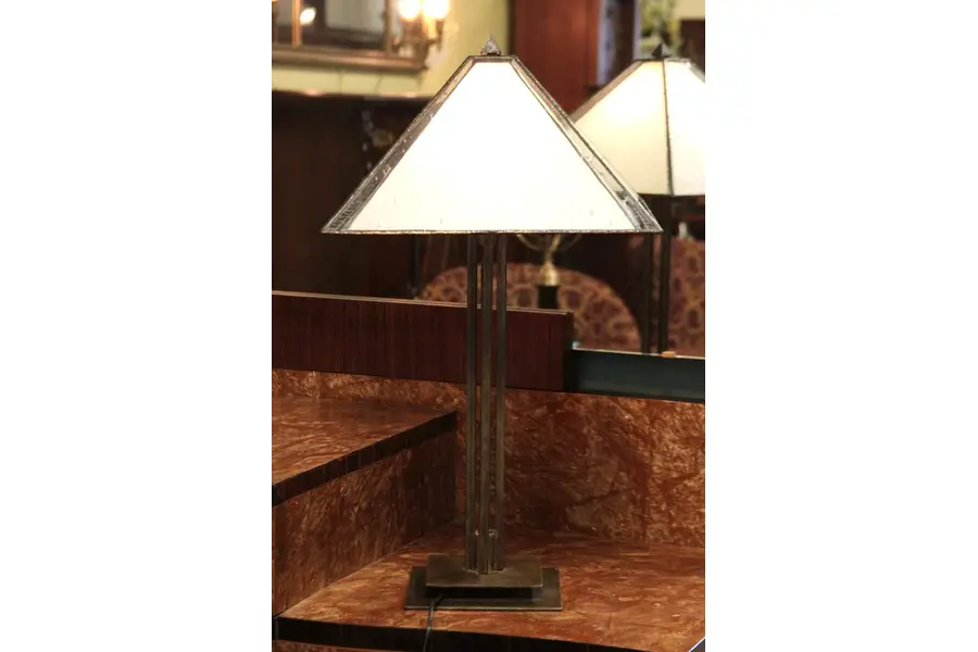 Photo of Art Deco Leaded Bubble Glass Table Lamp