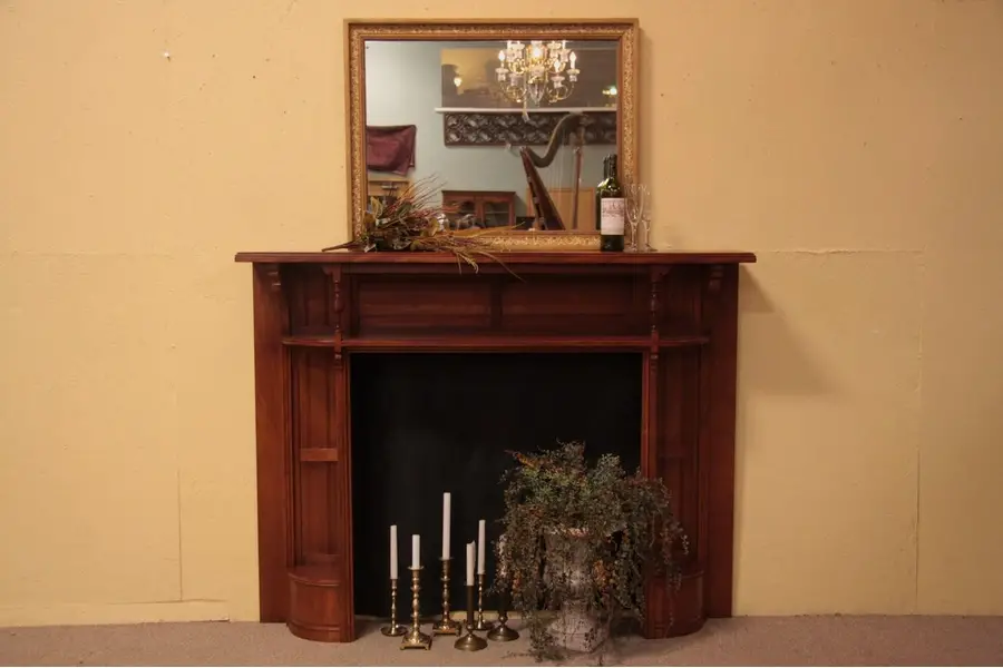 Photo of Victorian Eastlake Cherry Fireplace Mantel Surround