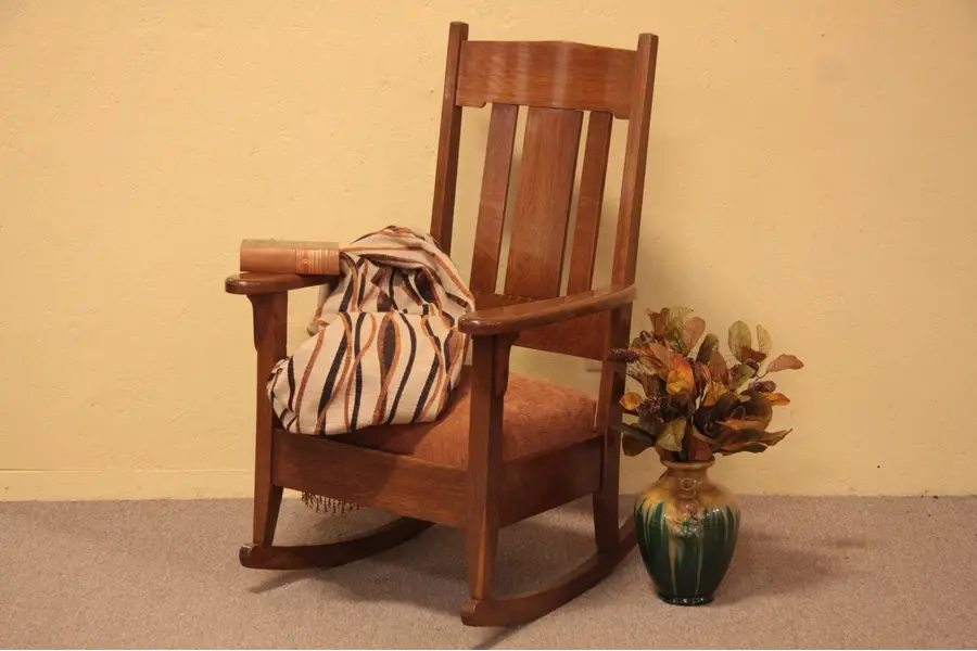 Photo of Arts & Crafts Quartersawn Mission Oak Antique Rocker