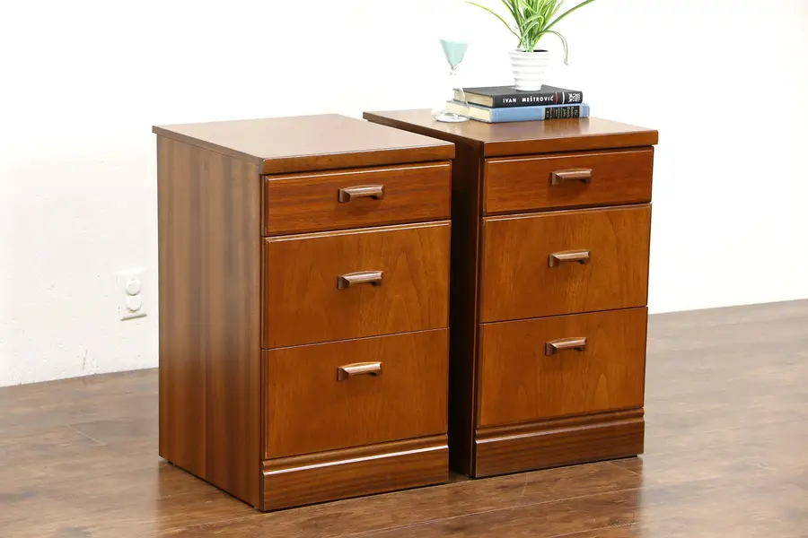 Photo of Teak Midcentury Modern 1970's Vintage Pair of Nightstands, Signed McIntosh