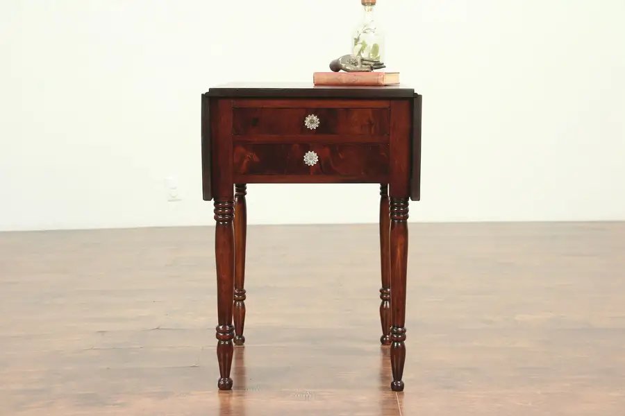 Photo of Pembroke Antique 1850 Dropleaf Lamp Table or Nightstand