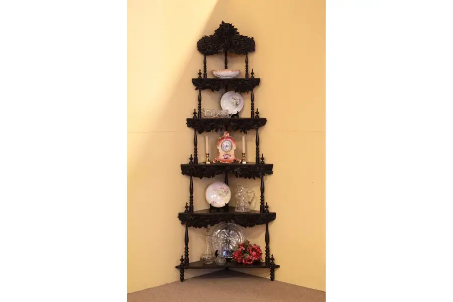 Photo of Victorian Leather Trim Etagere Shelf