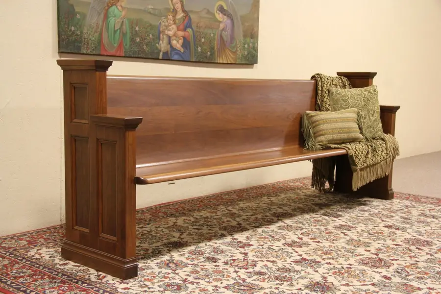 Photo of Walnut 1940 Vintage Pew or 8' 5" Entry Hall Bench