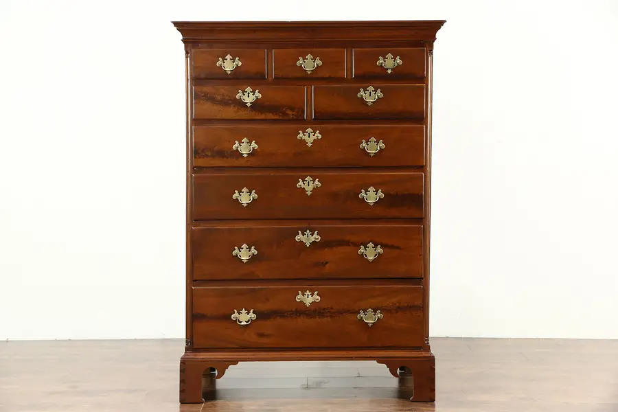 Photo of Georgian Period 1780 Antique American Walnut Tall Chest or Highboy