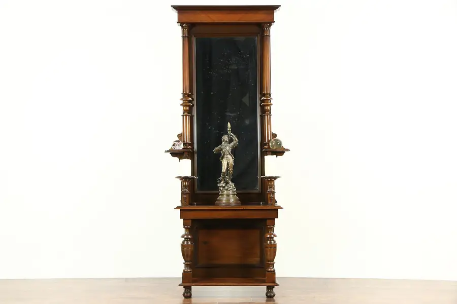 Photo of Hall or Pier Mirror, 1880 Antique with Carved Candle Stands, Austria
