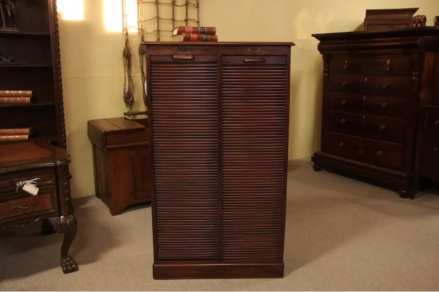 Photo of Roll Top Victorian Music or Document File Cabinet