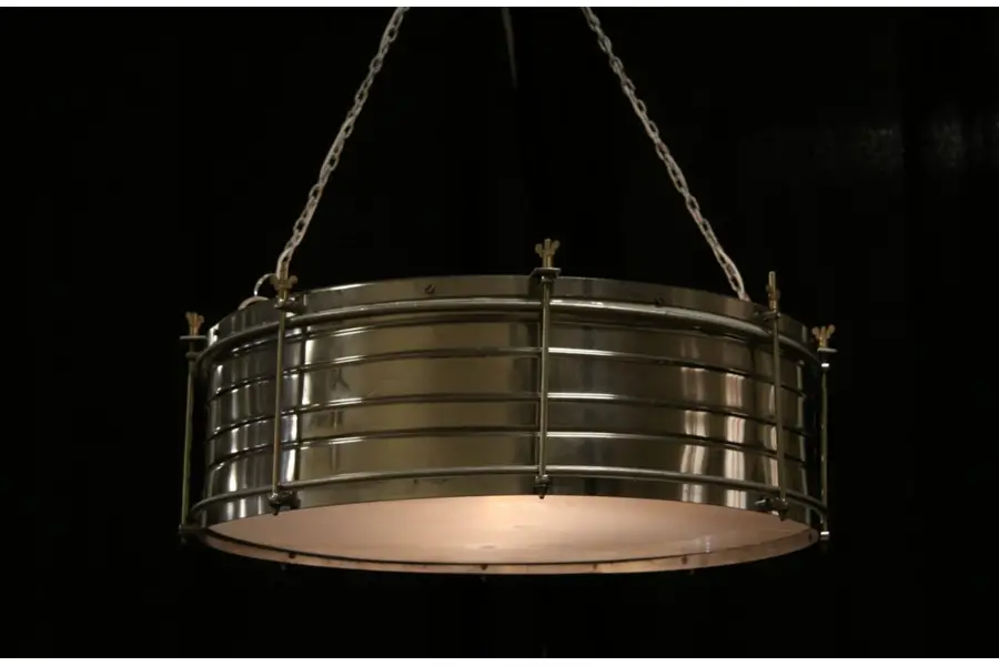 Photo of Ceiling Light Fixture Made from Vintage Drum