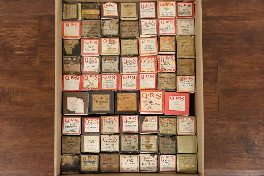 Photo of Player Piano Rolls, Box of 61 Assorted