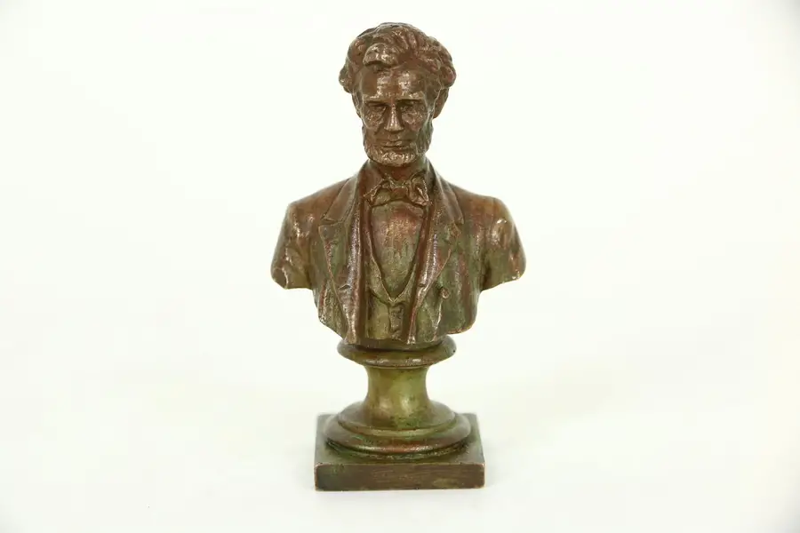 Photo of Bronze Miniature Bust of Lincoln, Signed Bissell, C. 1898, Gorham
