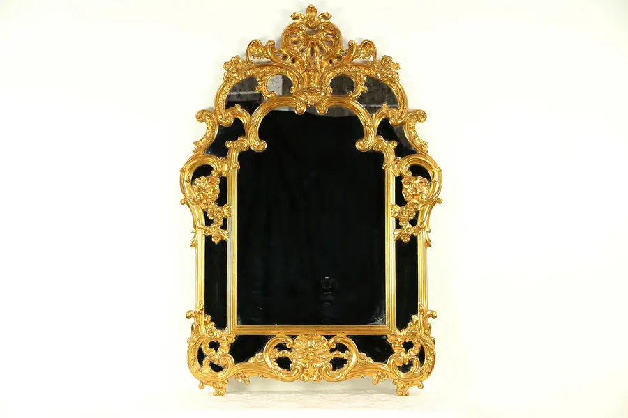 Photo of Baroque Style Vintage Gold Mantel or Hall Mirror, Belgium