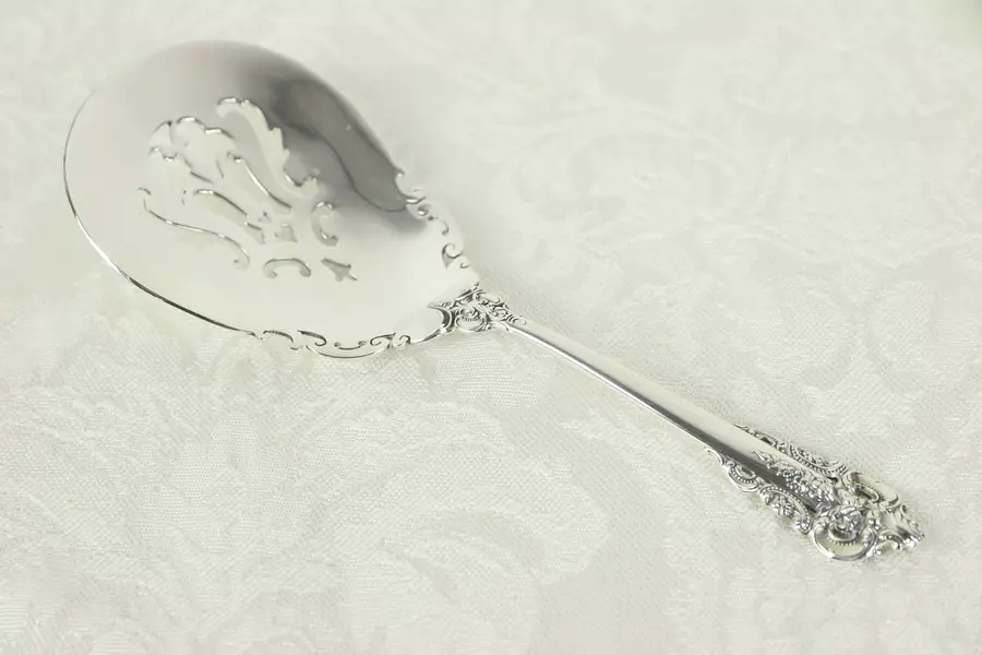 Photo of Grand Baroque Wallace Sterling Silver Pierced 5 1/2" Serving Spoon